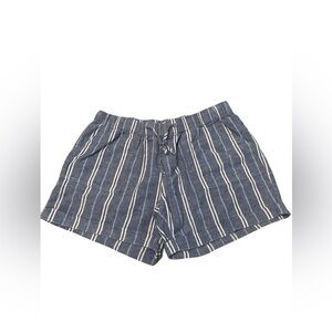Just Living Blue Stripped Linen Cotton Blend Shorts Womens Size M